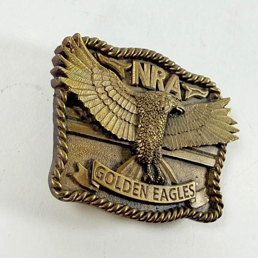 NRA Golden Eagles Brass Vintage Western Style Belt Buckle